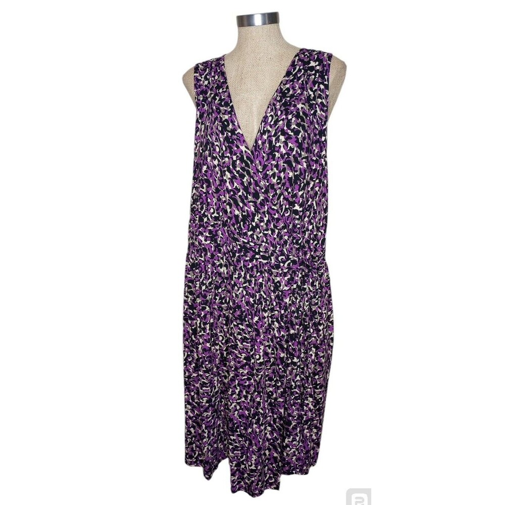 Lane Bryant Women’s Size 22/24 True Wrap Dress Purple Black Sleeveless Stretch